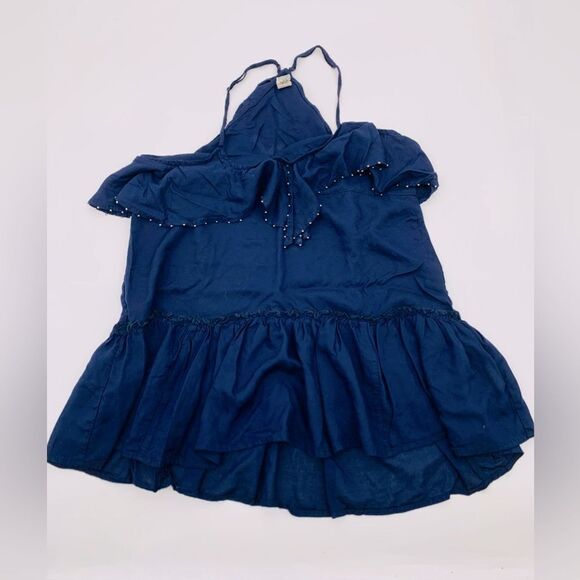 Free People navy ruffle cami top with cross back S - Picture 2 of 7